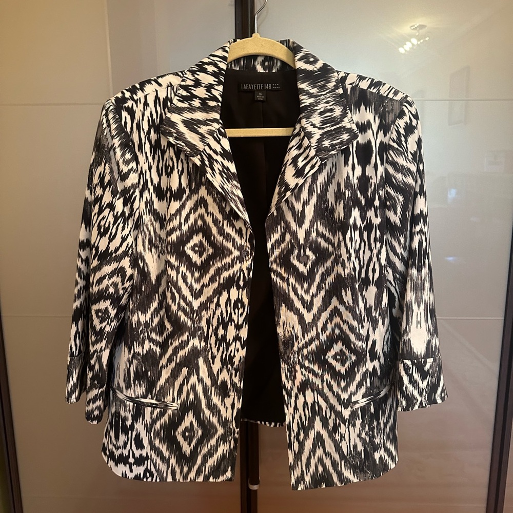 Lafayette 148 Ikat Blazer 3/4 Jacket Size 16